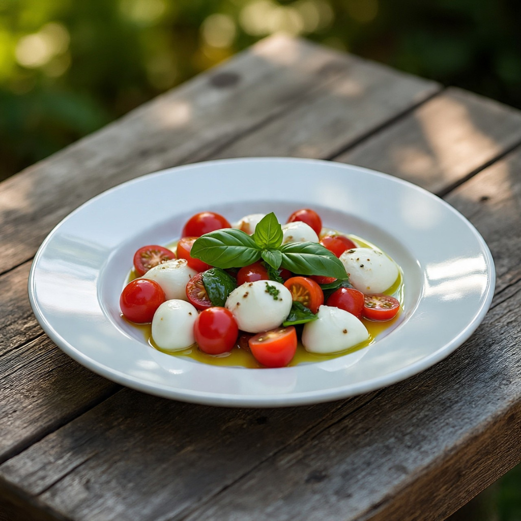 Salada Caprese Cetogênica com Azeite e Manjericão